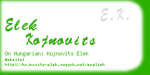 elek kojnovits business card